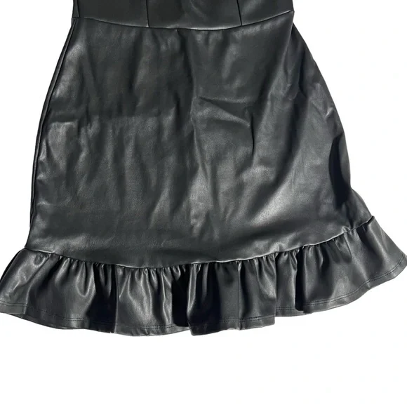 Popular Basics - Womens Pleather Ruffle Mini Dress Sz. SM - Picture 6 of 7